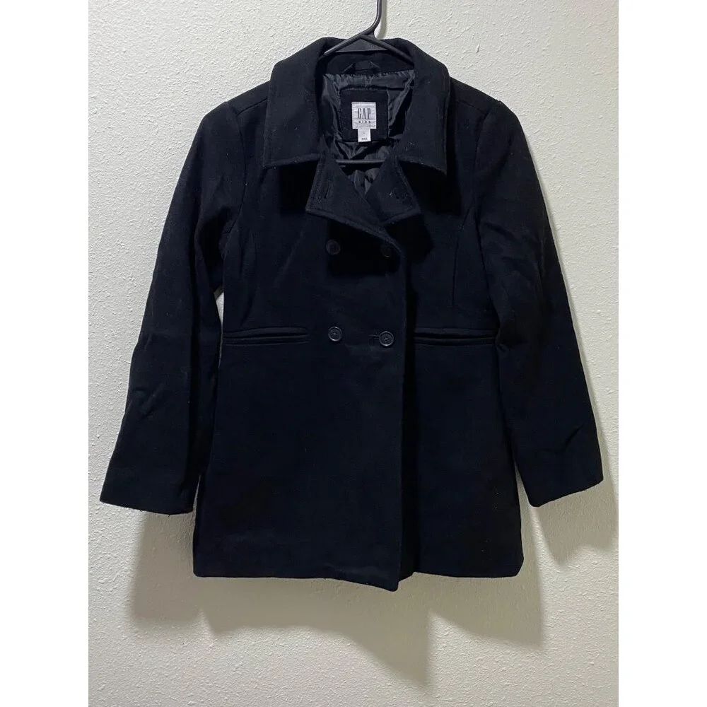 Gap Kids Size L (10-11) Black Girl’s Pea Coat - Picture 5 of 12